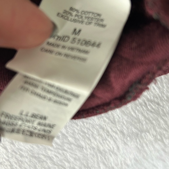L.L.Bean Quilted Crewneck Sweatshirt - Maroon - Picture 5 of 6